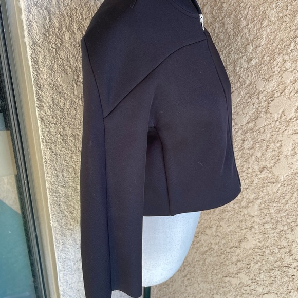 T By Alexander Wang Cropped Neoprene Black Bomber Jacket Size Small - Picture 5 of 8